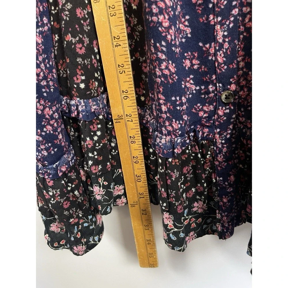 Free People Lost In You Floral Printed Tunic Mini Dress Sz S Purple Boho Cottage